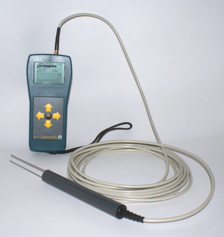 FP/mts field TDR probe with FOM/mts field TDR meter for soil moisture, temperature and salinity (electrical conductivity)